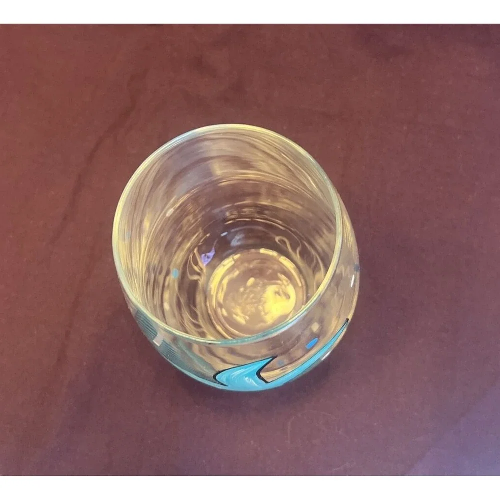 Hand painted stemless wine glass - one glass